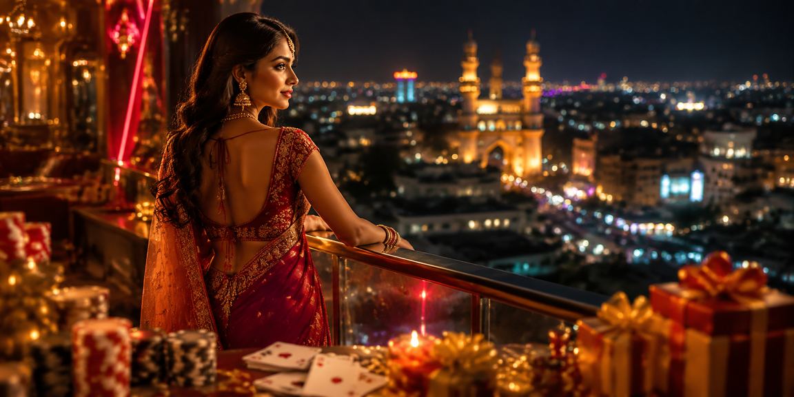Indian woman playing rummy using mobile in saree