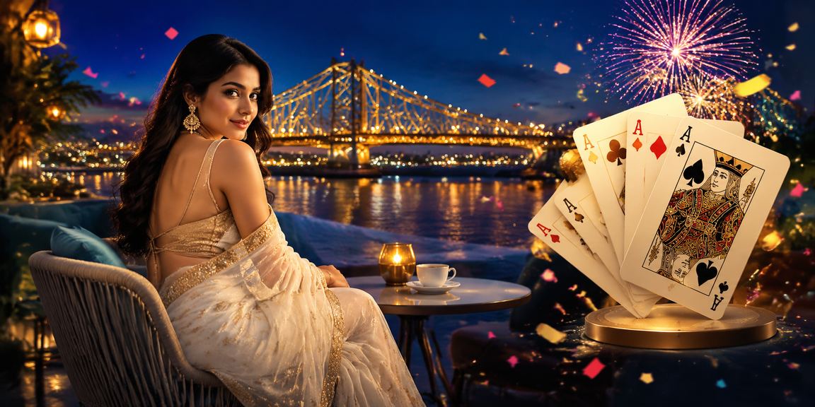 Indian woman playing Teen Patti and Rummy cards in Kolkata